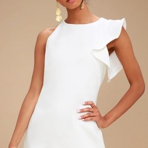 Lulu’s Dinah White One Shoulder Dress. NEVER WORN